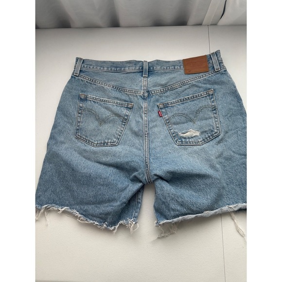 Levi's Premium Denim Shorts Distressed Ripped Frayed Hem Button Fly Womens - Picture 2 of 9